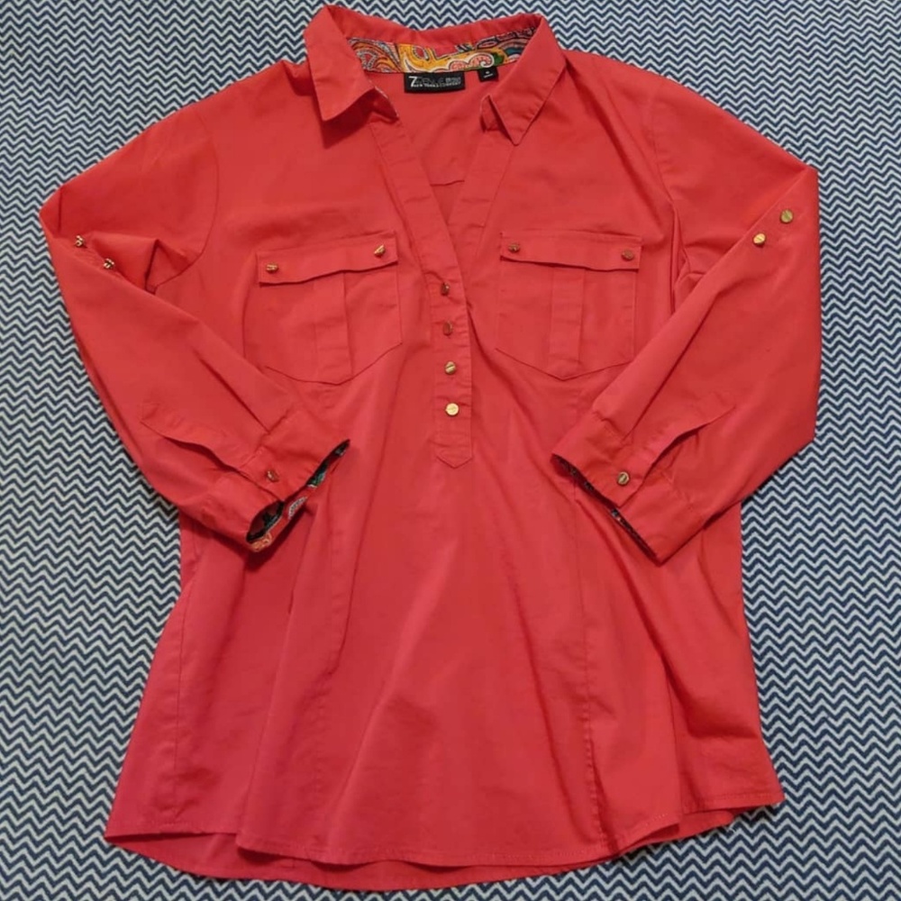 Ladies M Coral NY&Co 3/4 sleeve blouse - Picture 2 of 5
